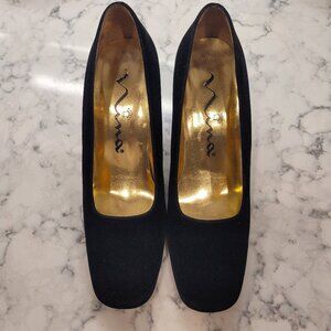Women's Nina velvet black pump - SIZE 6
